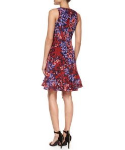 Rebecca Taylor Printed Sleeveless Flare Dress