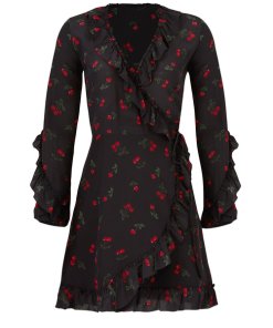 The Kooples Cherry Love Ruffled Wrap Dress