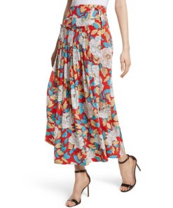 Diane von Furstenberg Boswell Poppy Floral Silk Midi Wrap Skirt