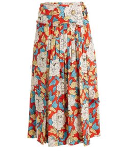 Diane von Furstenberg Boswell Poppy Floral Silk Midi Wrap Skirt