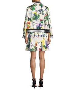 Alice + Olivia Lonnie Reversible Floral Print Bomber Jacket