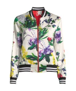 Alice + Olivia Lonnie Reversible Floral Print Bomber Jacket