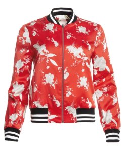 Alice + Olivia Lonnie Reversible Floral Print Bomber Jacket