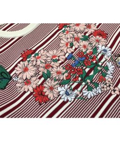 Maje Marco Floral Embroidery Striped Sweater