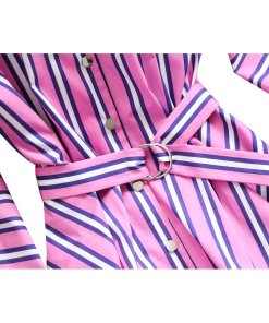 Maje Renali Belted Striped Cotton Shirtdress