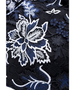 Diane von Furstenberg Long-Sleeve Floral Embroidery Honeycomb Lace Dress