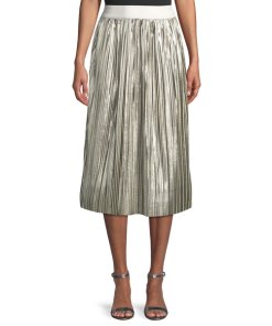 Alice + Olivia Mikaela Metallic Pleated Skirt