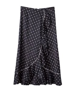 Ganni Dufort Ruffled Polka Dot Silk-Blend Satin Skirt