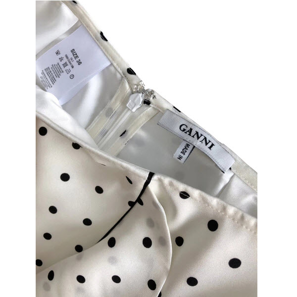 Ganni Dufort Ruffled Polka Dot Silk-Blend Satin Skirt