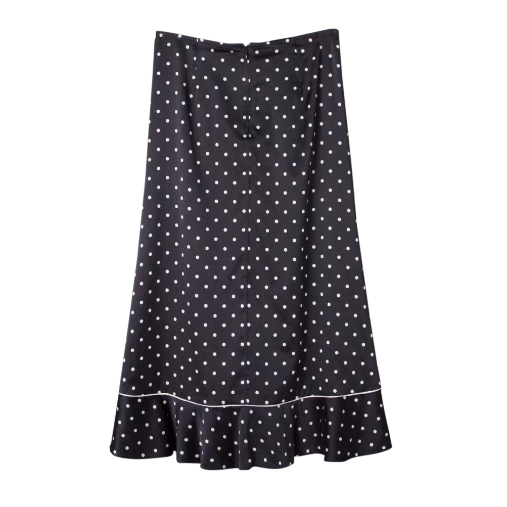 Ganni Dufort Ruffled Polka Dot Silk-Blend Satin Skirt