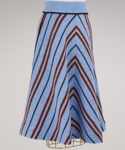 Miu Miu Chevron Intarsia Wool A-line Skirt