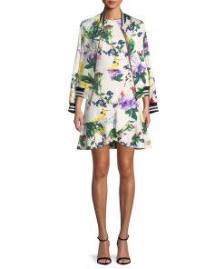 Alice + Olivia Kirby Cap Sleeve Floral Ruffle Dress
