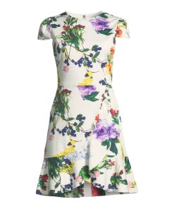 Alice + Olivia Kirby Cap Sleeve Floral Ruffle Dress