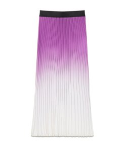 Maje Jonael Ombré Contrast Waist Pleated Skirt
