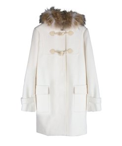 Max Mara Studio Volano Fur Hood Wool Duffle Coat
