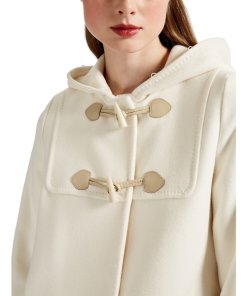 Max Mara Studio Volano Fur Hood Wool Duffle Coat