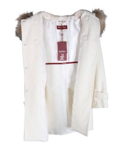 Max Mara Studio Volano Fur Hood Wool Duffle Coat