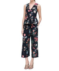 Rebecca Taylor Meadow Floral V-Neck Peplum Top