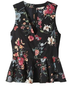 Rebecca Taylor Meadow Floral V-Neck Peplum Top
