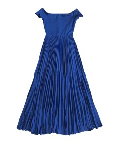 Alice + Olivia Ilaria Off-the-Shoulder Jersey & Plissé Chiffon Dress