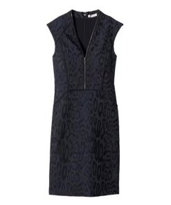 Rebecca Taylor Leopard Jacquard Zip Front Dress