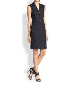 Rebecca Taylor Leopard Jacquard Zip Front Dress