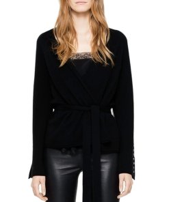 Zadig & Voltaire Lemmy Studded Wool-Blend Wrap Cardigan