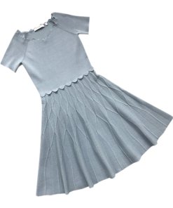 sandro short knit dress with ruffles Short knit dress with ruffles blue For Women