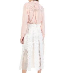 Maje Janila Lace & Swiss-Dot Mesh Midi Skirt