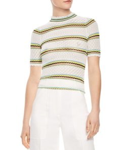 Sandro Jewel Striped Openwork Sweater