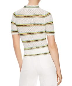 Sandro Jewel Striped Openwork Sweater