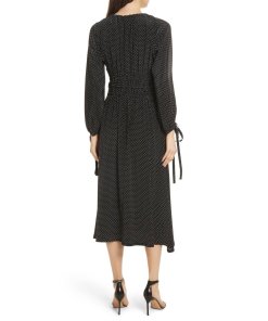 Robert Rodriguez Cold-Shoulder Polka Dot Silk Midi Dress