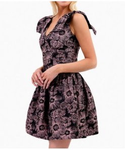 Rebecca Taylor Floral Jacquard Bow Dress
