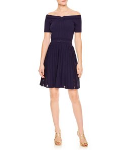 Sandro Lottie Off-the-Shoulder Textured Fit & Flare Dress