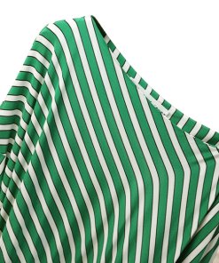 Robert Rodriguez Cold-Shoulder Striped Silk Midi Dress