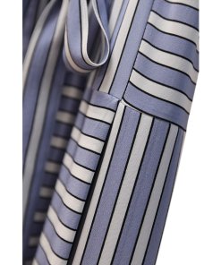 Robert Rodriguez Cold-Shoulder Striped Silk Midi Dress