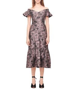 Rebecca Taylor Off-The-Shoulder Floral Jacquard Dress