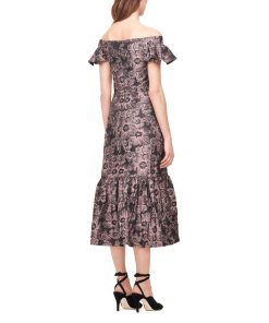 Rebecca Taylor Off-The-Shoulder Floral Jacquard Dress