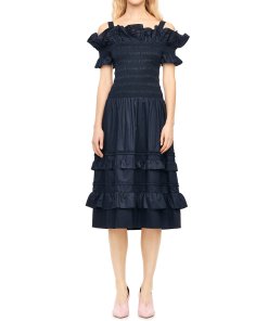 Rebecca Taylor Cotton Sateen Smocked Tank & Skirt