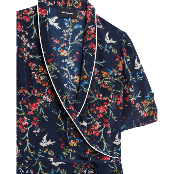 blue dress and high heels Retro Vintage Inspired Bird Print Midi Dress in Blue – Looking Glam