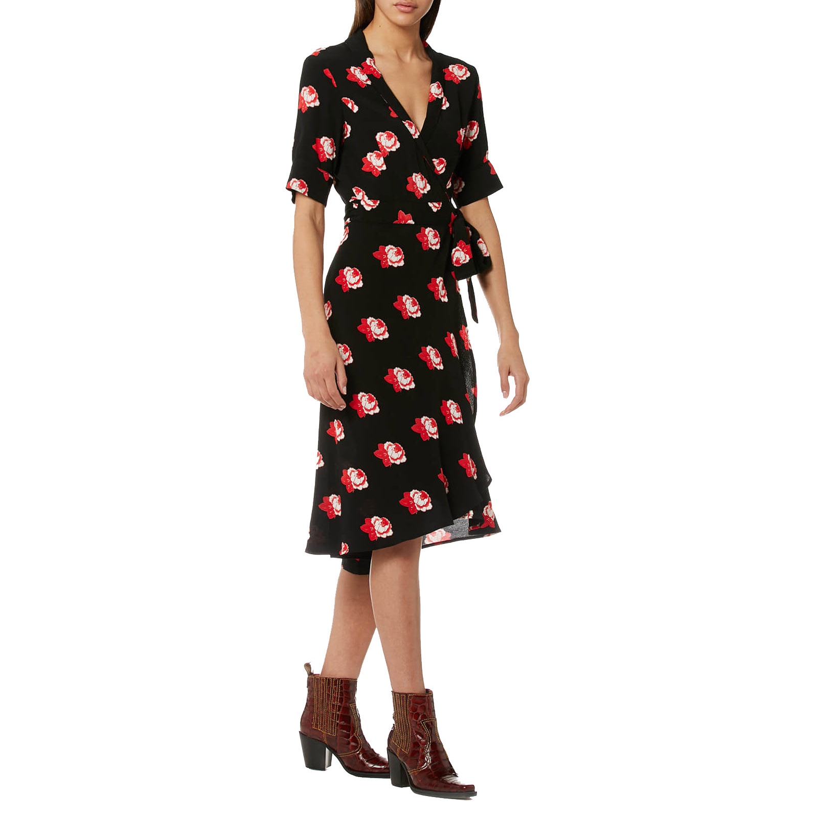 fitted lace wedding dress Ganni Red Polka Dot Wrap Dress (Eu38) – ProppedUpRentals