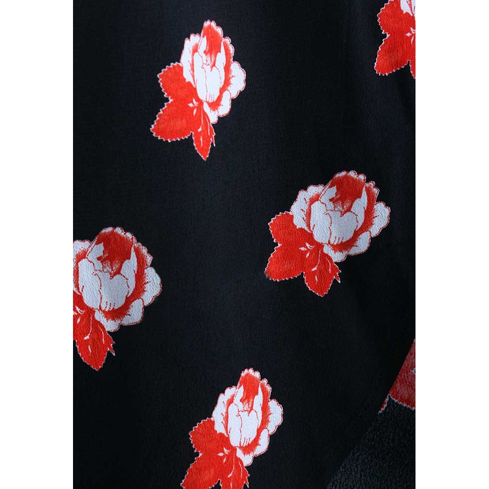 ganni dress red flowers GANNI Women's Red Floral Midi Dress - Size 42 EU (US 10-12) - Viscose Crepe
