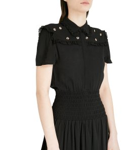 Maje Ravanna Bee-Embellished Crepe Dress