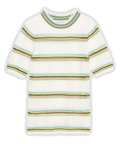Sandro Jewel Striped Openwork Sweater