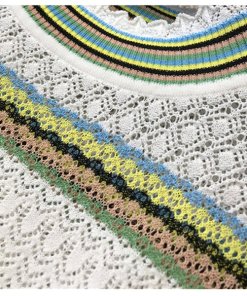 Sandro Jewel Striped Openwork Sweater
