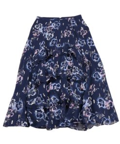 Rebecca Taylor Faded Floral Tiered Ruffle Midi Skirt