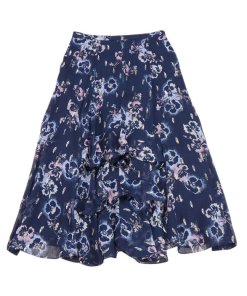 Rebecca Taylor Faded Floral Tiered Ruffle Midi Skirt