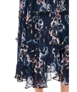 Rebecca Taylor Faded Floral Tiered Ruffle Midi Skirt