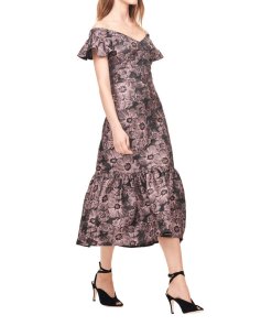 Rebecca Taylor Off-The-Shoulder Floral Jacquard Dress