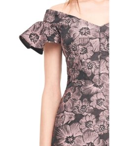 Rebecca Taylor Off-The-Shoulder Floral Jacquard Dress